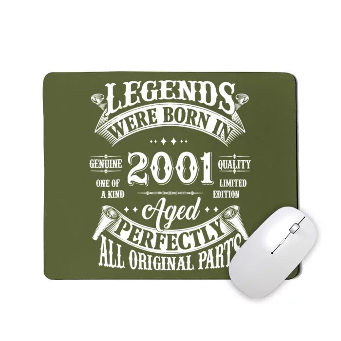 23rd Birthday 23 Years Old Vintage Legends Born In 2001 Mousepad