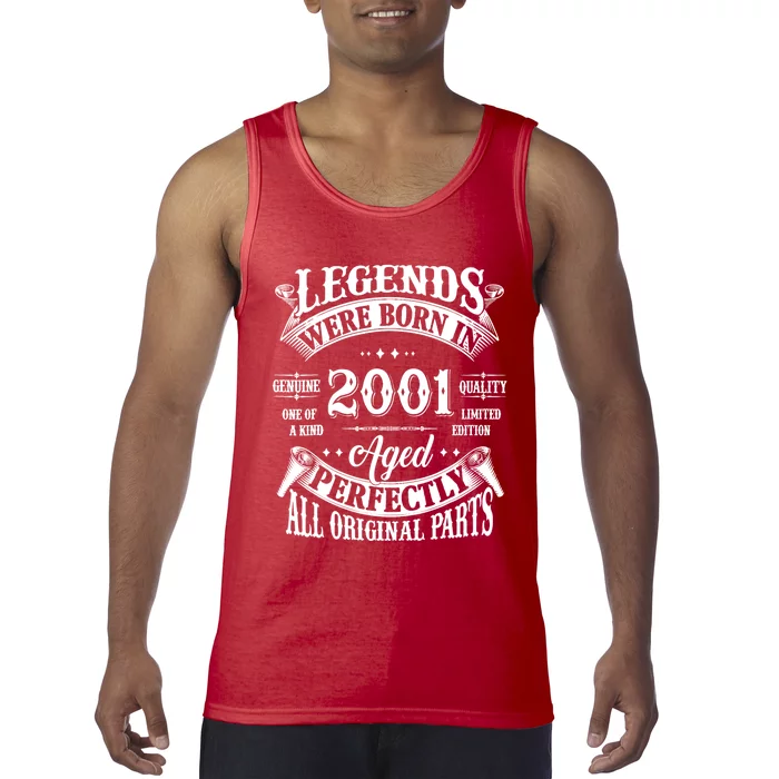 23rd Birthday 23 Years Old Vintage Legends Born In 2001 Tank Top