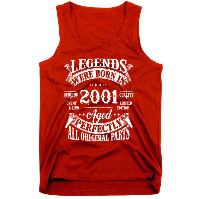 23rd Birthday 23 Years Old Vintage Legends Born In 2001 Tank Top