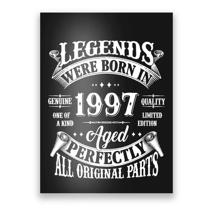 27th Birthday 27 Years Old Vintage Legends Born In 1997 Poster