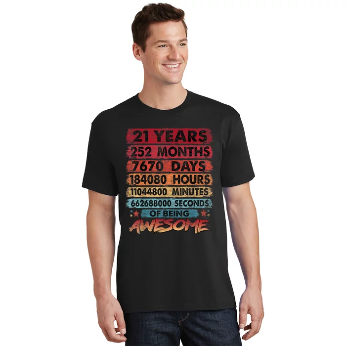 21st Birthday 21 Years Old Vintage Retro 252 Months Birthday T-Shirt