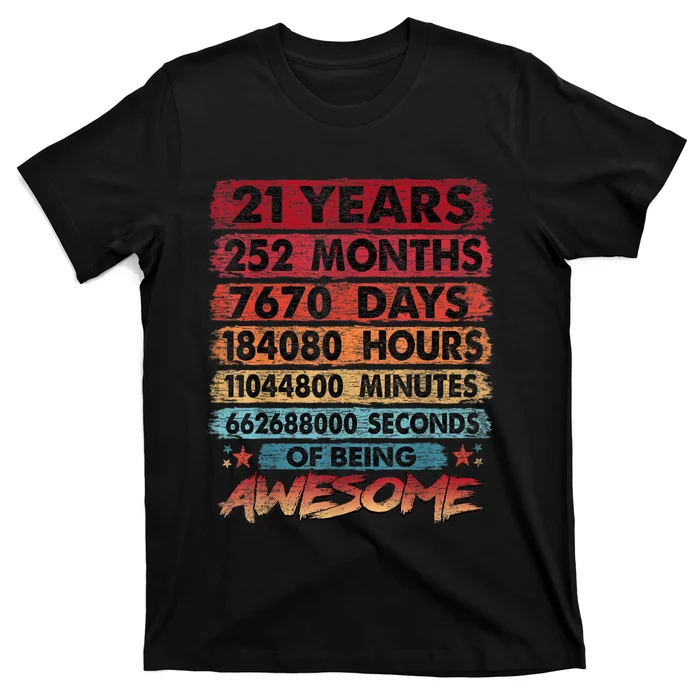 21st Birthday 21 Years Old Vintage Retro 252 Months Birthday T-Shirt