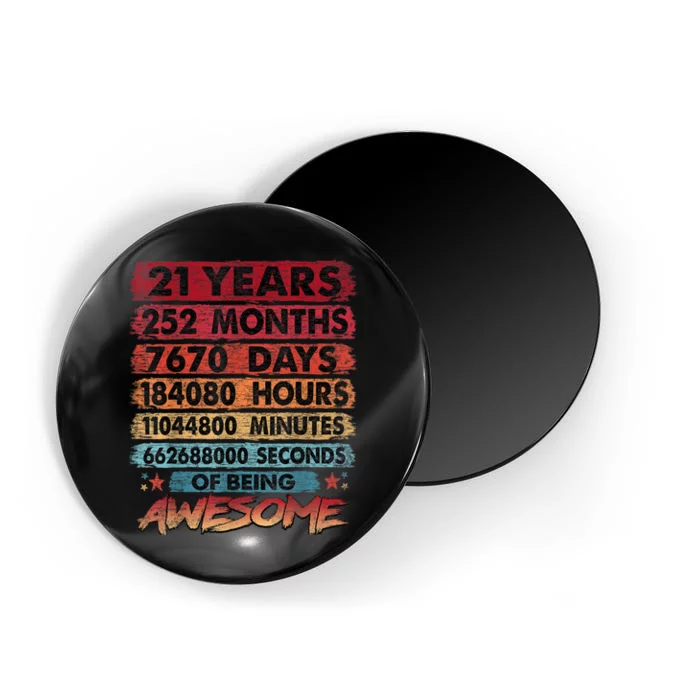 21st Birthday 21 Years Old Vintage Retro 252 Months Birthday Magnet