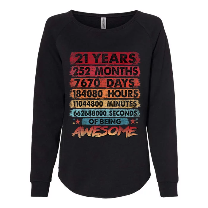 21st Birthday 21 Years Old Vintage Retro 252 Months Birthday Womens California Wash Sweatshirt