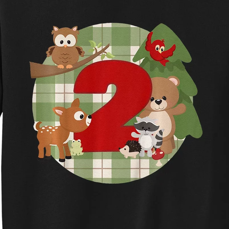 2nd Birthday 2 Year Old Woodland Animals Tall Sweatshirt