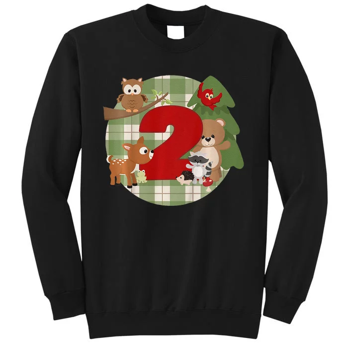 2nd Birthday 2 Year Old Woodland Animals Tall Sweatshirt