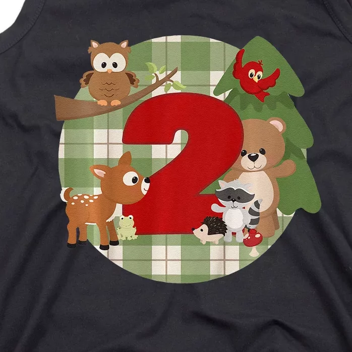 2nd Birthday 2 Year Old Woodland Animals Tank Top