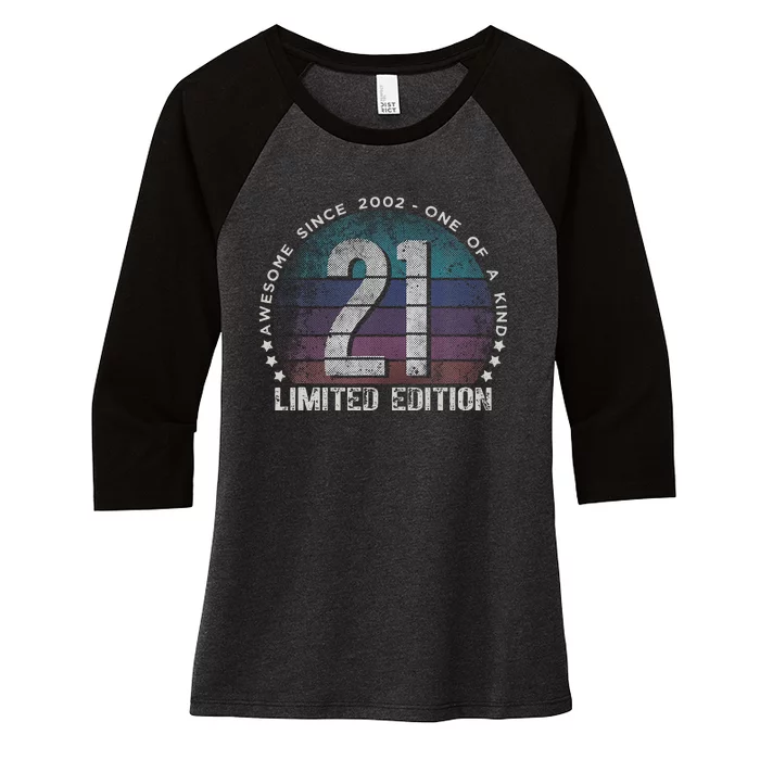 21st Birthday 21 Year Old Gifts Vintage 2002 Limited Edition Cute Women's Tri-Blend 3/4-Sleeve Raglan Shirt