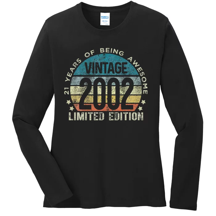 21st Birthday 21 Year Old Gifts Vintage 2002 Limited Edition Funny Cute Ladies Long Sleeve Shirt