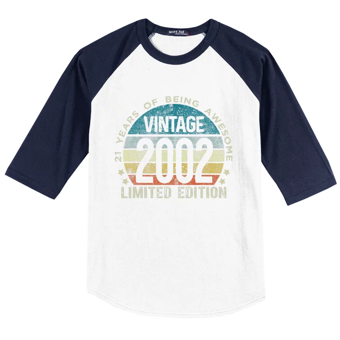 21st Birthday 21 Year Old Gifts Vintage 2002 Limited Edition Funny Cute Baseball Sleeve Shirt