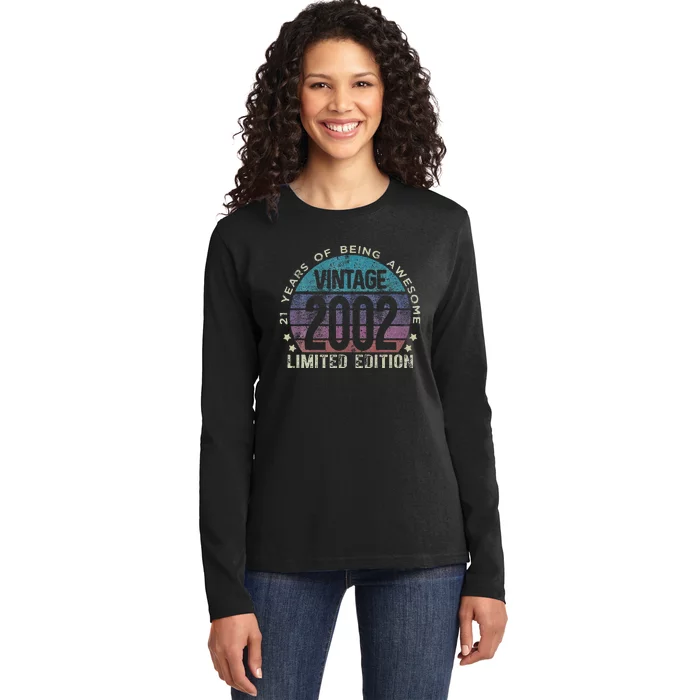 21st Birthday 21 Year Old Gifts Vintage 2002 Limited Edition Funny Love Ladies Long Sleeve Shirt