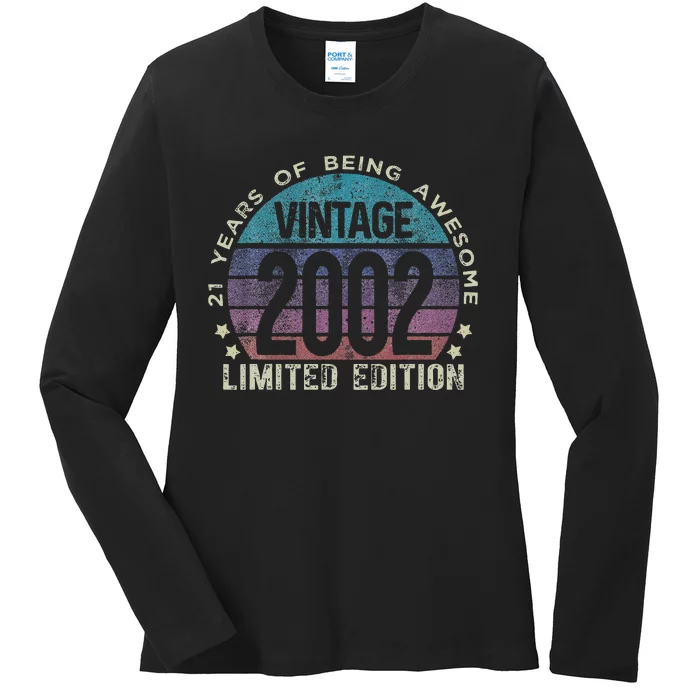 21st Birthday 21 Year Old Gifts Vintage 2002 Limited Edition Funny Love Ladies Long Sleeve Shirt