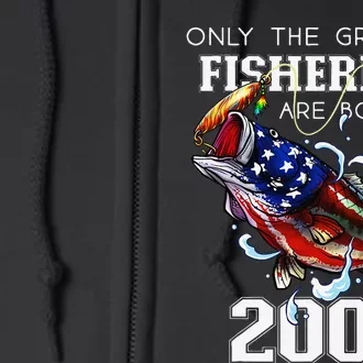 23rd Birthday 2000 Fishermen Bass Fishing 23 Year Old Full Zip Hoodie