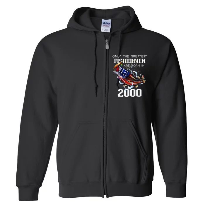 23rd Birthday 2000 Fishermen Bass Fishing 23 Year Old Full Zip Hoodie