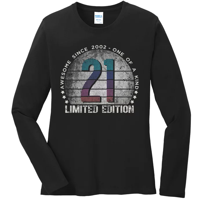 21st Birthday 21 Year Old Gifts Vintage 2002 Limited Edition Funny Ladies Long Sleeve Shirt