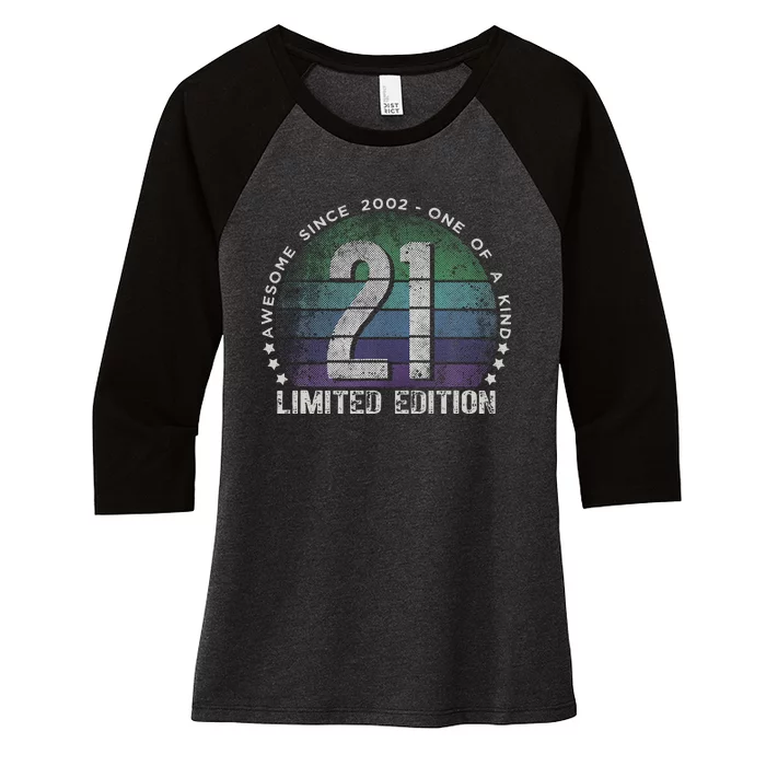 21st Birthday 21 Year Old Gifts Vintage 2002 Limited Edition Women's Tri-Blend 3/4-Sleeve Raglan Shirt