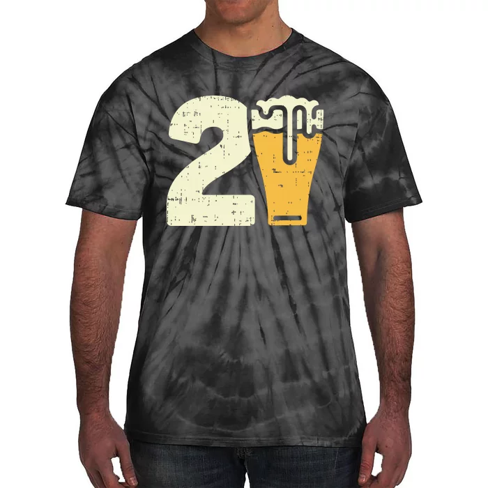 21 Beer 21st Birthday Bday Party Year Old Him Gift Tie-Dye T-Shirt