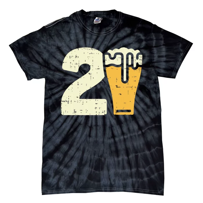 21 Beer 21st Birthday Bday Party Year Old Him Gift Tie-Dye T-Shirt