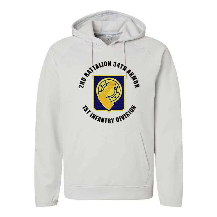 2nd Battalion 34th Armor 1st Infantry Division Veteran Performance Fleece Hoodie