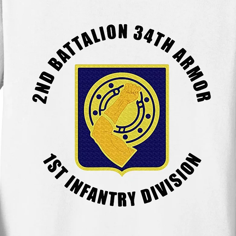 2nd Battalion 34th Armor 1st Infantry Division Veteran Kids Long Sleeve Shirt