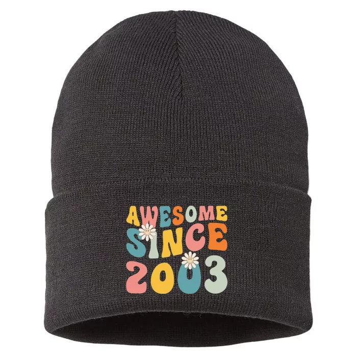 20th Birthday Awesome Since 2003 20 Years Old Women Gifts Sustainable Knit Beanie