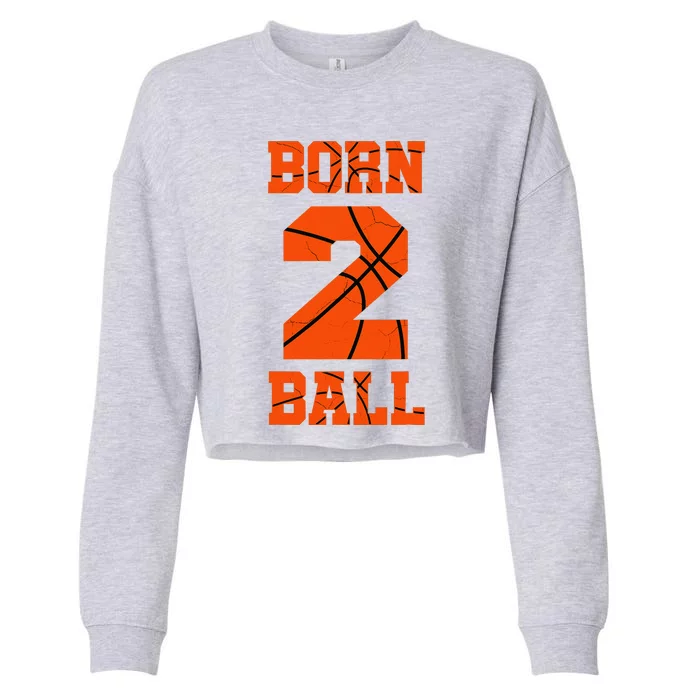 2nd Birthday Basketball Jersey Two 2 Year Old Boy Girl Cropped Pullover Crew