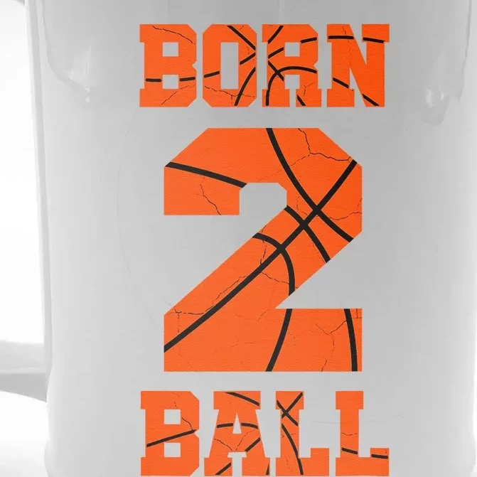 2nd Birthday Basketball Jersey Two 2 Year Old Boy Girl Front & Back Beer Stein