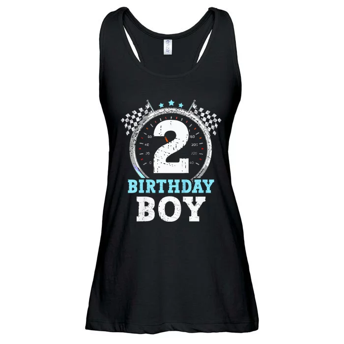 2nd Birthday Boy 2 Second Race Car Birthday Racing Car Flag Ladies Essential Flowy Tank