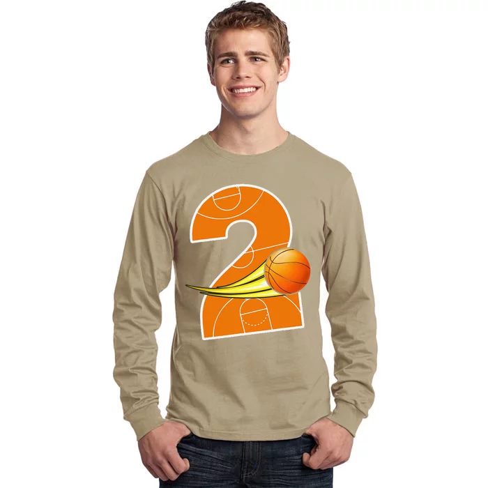 2nd Birthday Basketball Big Number 2 Year Old Tall Long Sleeve T-Shirt