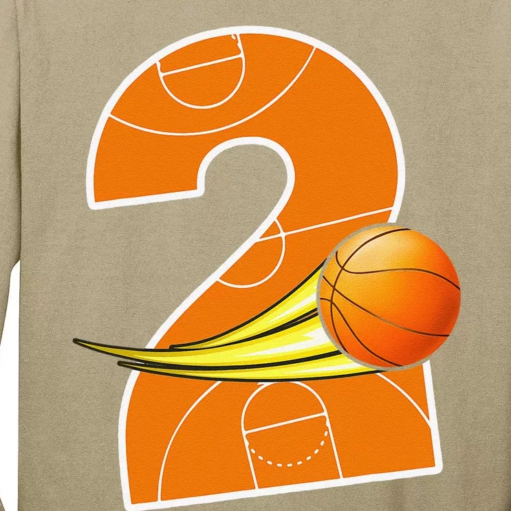 2nd Birthday Basketball Big Number 2 Year Old Tall Long Sleeve T-Shirt