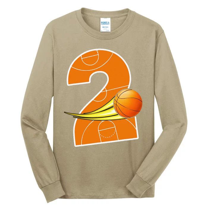 2nd Birthday Basketball Big Number 2 Year Old Tall Long Sleeve T-Shirt