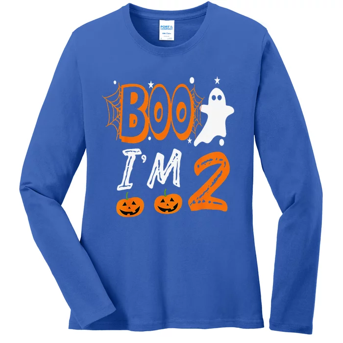 2nd Birthday Boo Im 2 Two Yr Ghost Halloween Costume Ladies Long Sleeve Shirt