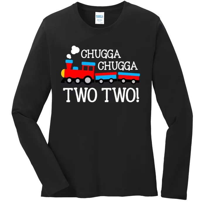 2nd Birthday Boy Train Chugga Chugga Ladies Long Sleeve Shirt