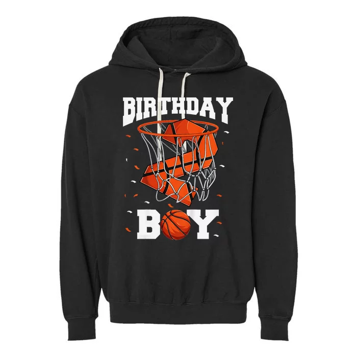 2nd Birthday Basketball 2 Year Old Garment-Dyed Fleece Hoodie