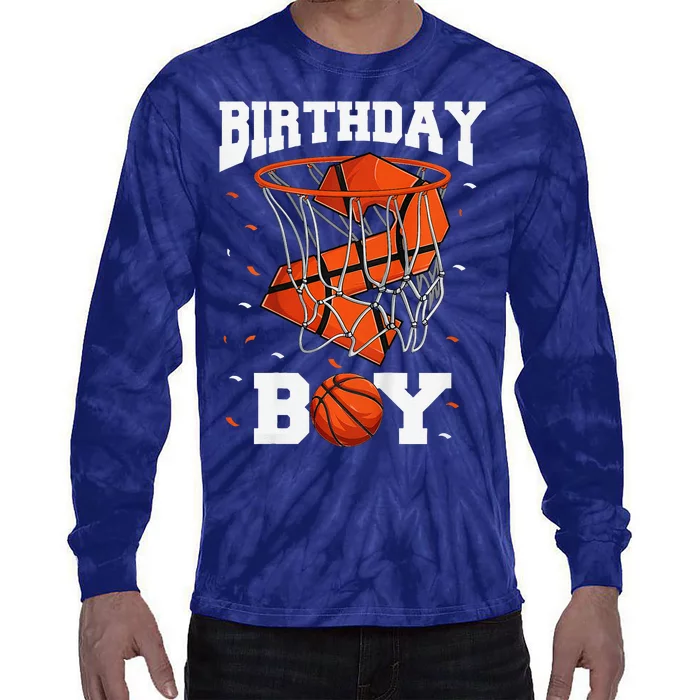 2nd Birthday Basketball 2 Year Old Tie-Dye Long Sleeve Shirt