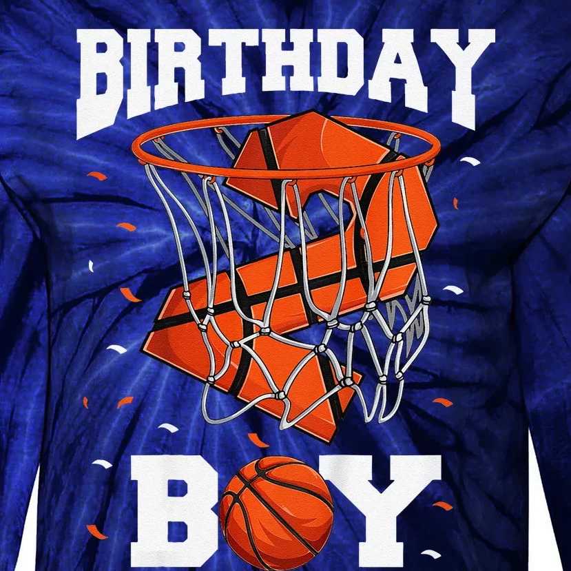 2nd Birthday Basketball 2 Year Old Tie-Dye Long Sleeve Shirt