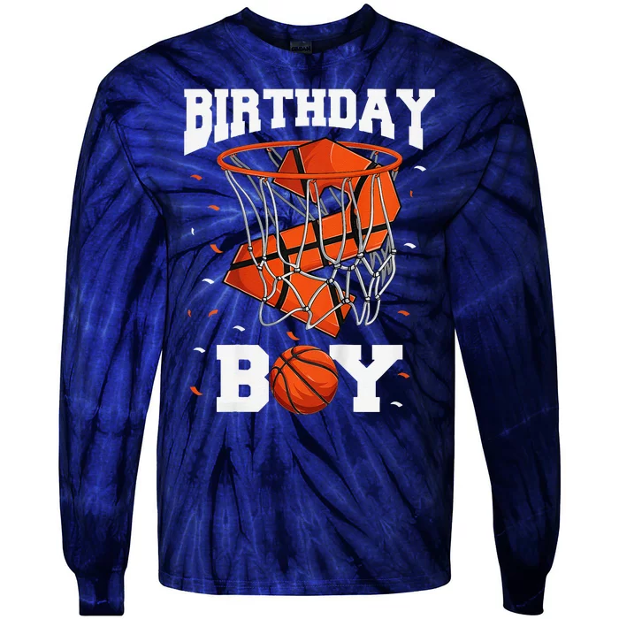 2nd Birthday Basketball 2 Year Old Tie-Dye Long Sleeve Shirt