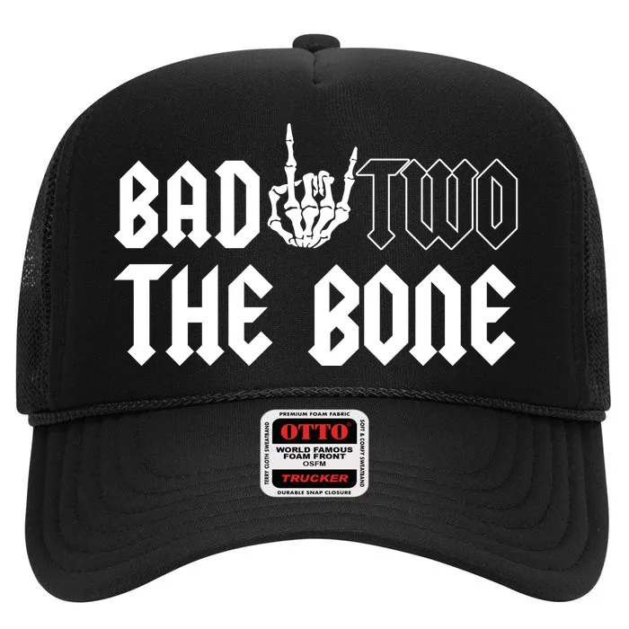 2nd Birthday Bad Two The Bone Party High Crown Mesh Trucker Hat