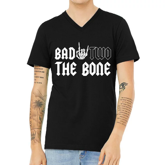 2nd Birthday Bad Two The Bone Party V-Neck T-Shirt