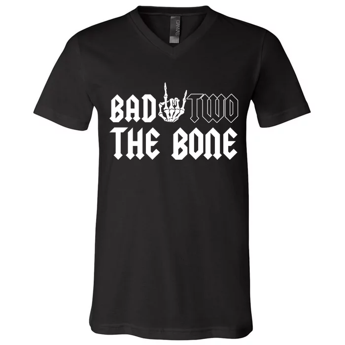 2nd Birthday Bad Two The Bone Party V-Neck T-Shirt