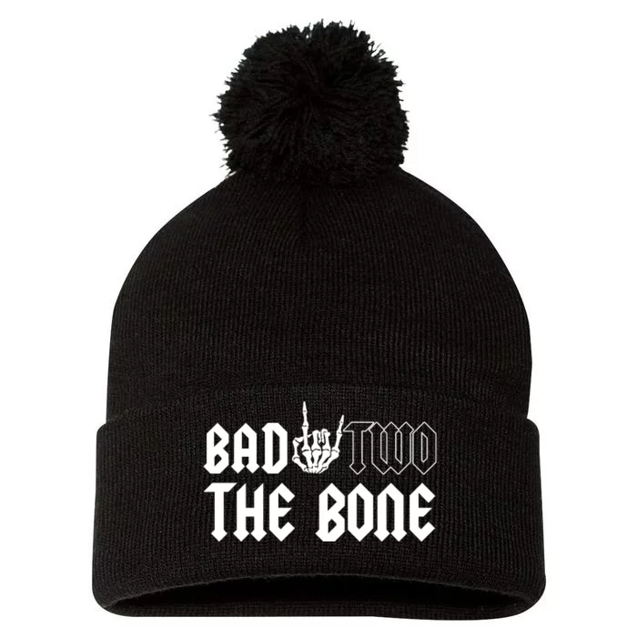 2nd Birthday Bad Two The Bone Party Pom Pom 12in Knit Beanie