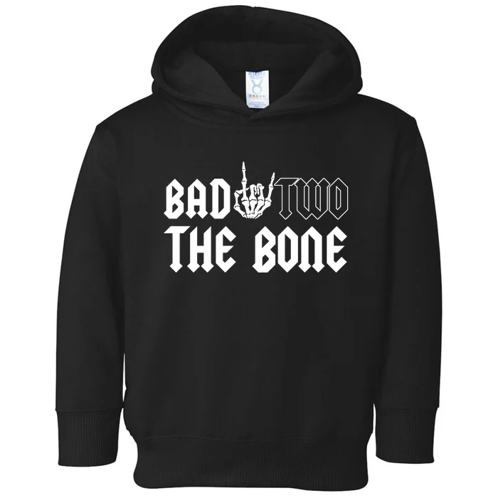 2nd Birthday Bad Two The Bone Party Toddler Hoodie