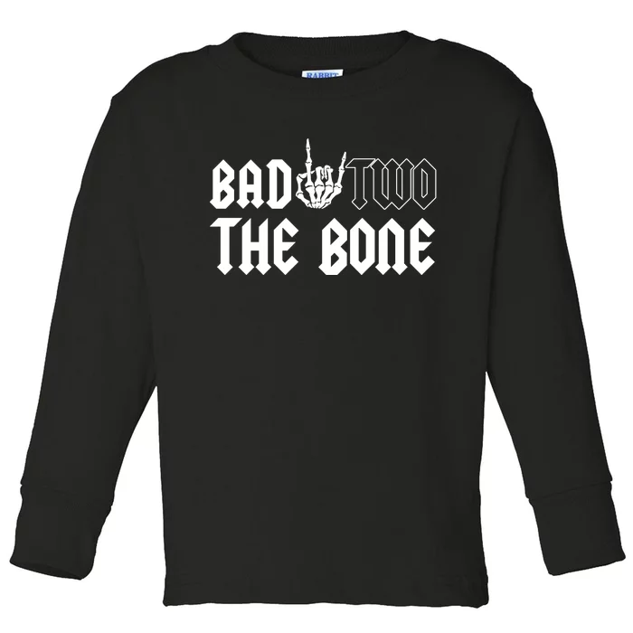 2nd Birthday Bad Two The Bone Party Toddler Long Sleeve Shirt