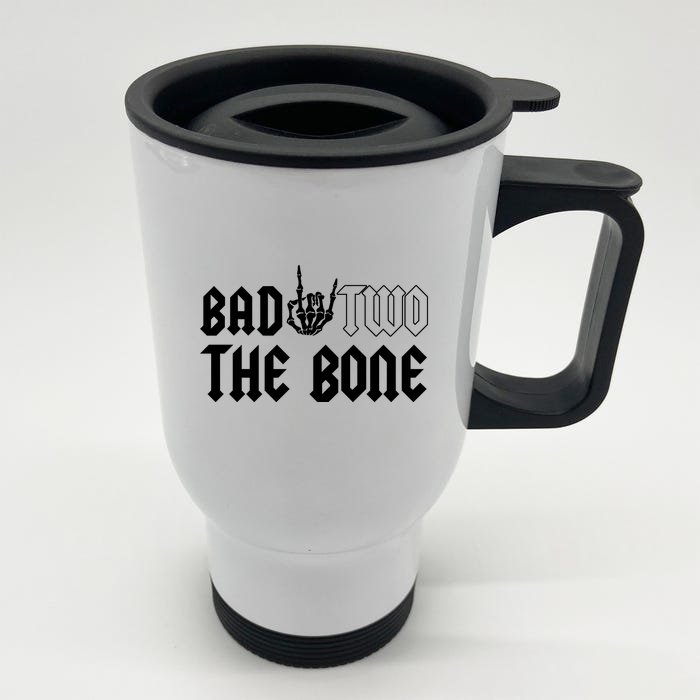 2nd Birthday Bad Two The Bone Party Front & Back Stainless Steel Travel Mug