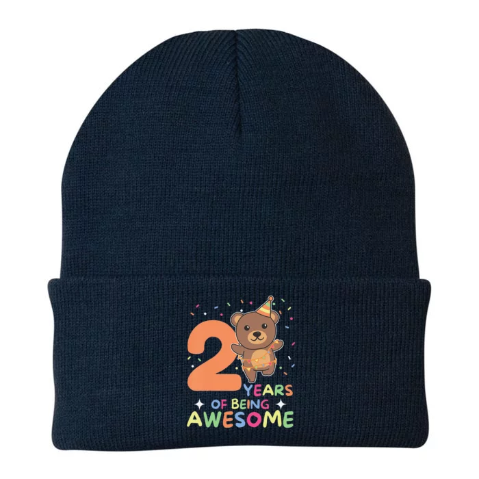 2nd Birthday Bear For Children Two Years Old Knit Cap Winter Beanie