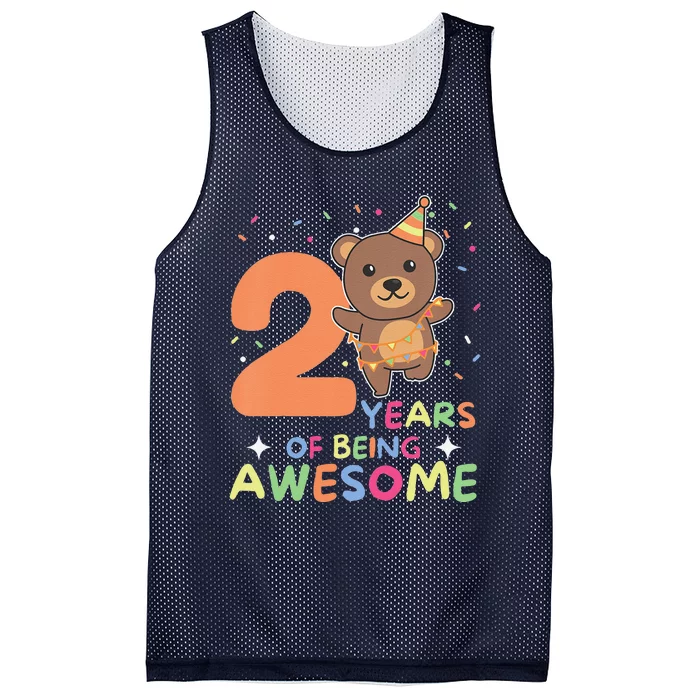 2nd Birthday Bear For Children Two Years Old Mesh Reversible Basketball Jersey Tank