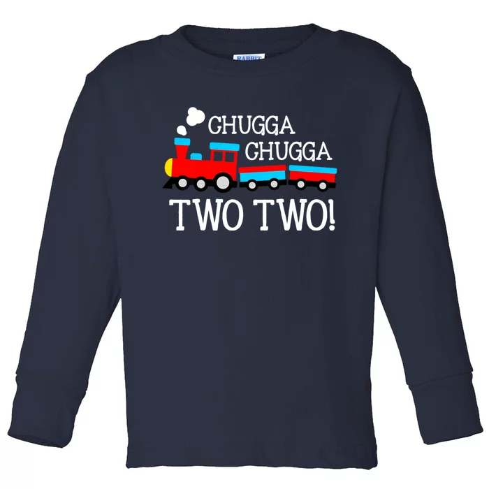 2nd Birthday Boy Train Chugga Chugga Two Two Toddler Long Sleeve Shirt