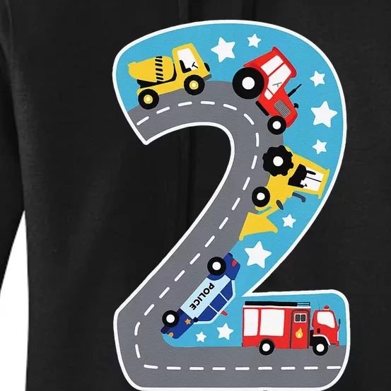 2nd Birthday Car Carpet 2 Year Old Car Gift Women's Pullover Hoodie