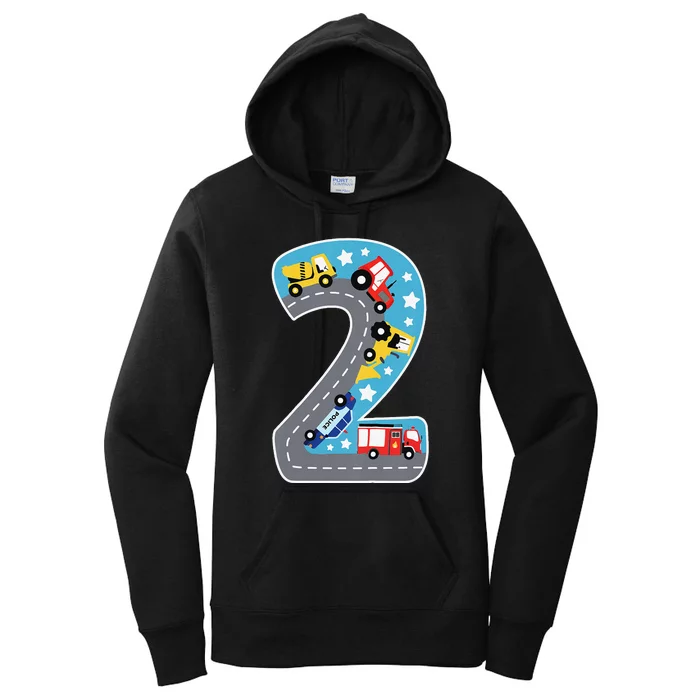 2nd Birthday Car Carpet 2 Year Old Car Gift Women's Pullover Hoodie