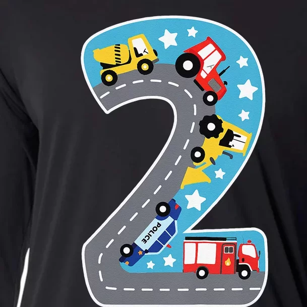 2nd Birthday Car Carpet 2 Year Old Car Gift Cooling Performance Long Sleeve Crew